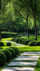 Luxury landscape design of the city park on nature background