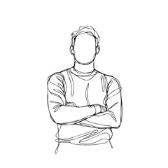 Man with crossed arms and confident stance - man silhouette vector - crossed arms doodle - man illustration - man line art

