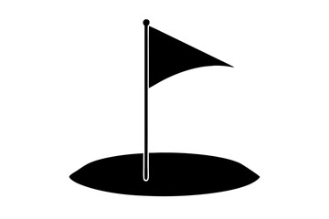 Golf course silhouette design with hole and flag on white background, golf, silhouette, golf course, hole, flag, sport, recreation, vector, design, competition, game, outdoor, activity, hobby