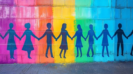 Zero Discrimination Day colorful mural of people on holiday