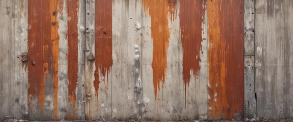 Flaking paint reveals rusted metal on decaying industrial building facade ,  brick,  rough,  iron