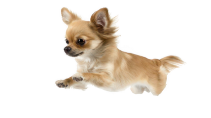 Pet Jump Training with Small Dog Isolated on White Transparent Background