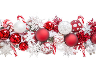 Isolated Assorted Christmas Ornaments and Candy Canes