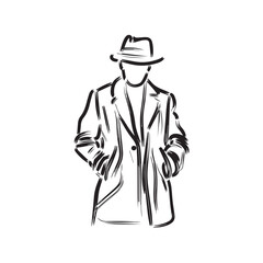 Vector design of man with hands in pockets - man silhouette vector - hands in pockets doodle - man illustration - man line art

