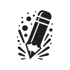 Pencil logo icon black silhouette design 