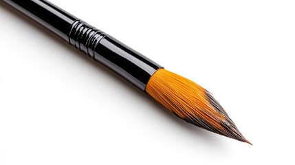 Fototapeta premium Macro shot of a traditional Japanese calligraphy brush with soft bristles, hyper-detailed edges on an absolutely white background.