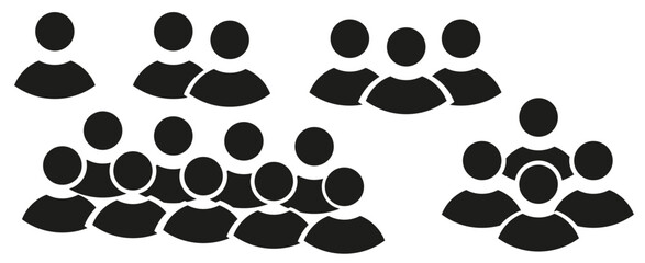 Group of abstract figures in groups. Abstract crowd of people. Illustration of diverse people.
