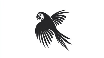 Obraz premium Flying parrot silhouette, graphic design, artistic, use in logo or branding