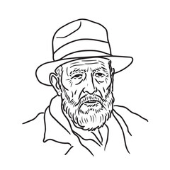 Old man headshot outline - old man silhouette - elderly man vector - old man doodle - senior man illustration - old man line art

