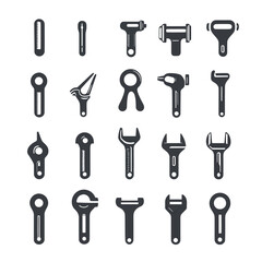 Minimal torque wrench icon sheet on white background  -  