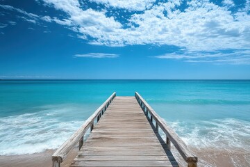 Fototapeta premium Explore the tranquil beauty of Port Noarlunga marine nature in South Australia, Explore marine nature of South Australia Port Noarlunga jetty and blue sea