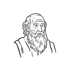 Elderly man standing figure - old man silhouette - elderly man vector - old man doodle - senior man illustration - old man line art

