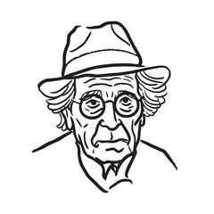 Old man sketch - elderly man silhouette - old man vector - senior man doodle - senior man illustration - old man line art

