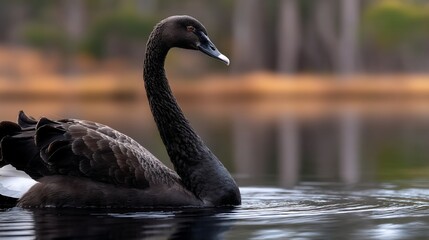 Fototapeta premium Black Swan on water