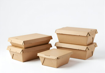 Eco-Friendly Biodegradable Takeout Box, Beige Compostable Clamshell with Hinged Lid