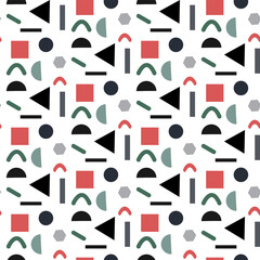 Seamless geometric memphis style pattern in retro colors