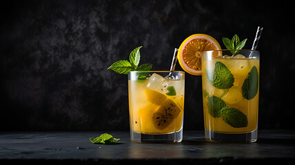 Refreshing Citrus Mint Cocktails on Ice

