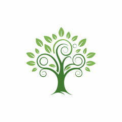 Obraz premium green tree vector illustration