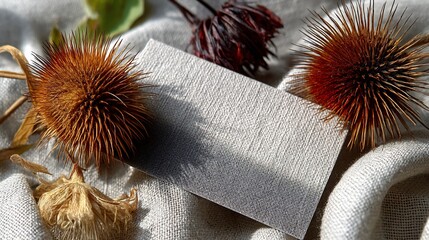 Blank card amidst dried botanicals