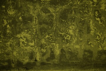 cracked wall background with yellow rays, Background with an old concrete wall with an orange cracked paint lit by sun rays