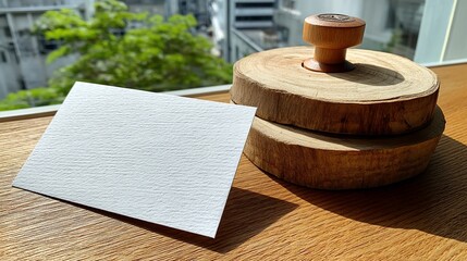 Blank card on wooden coasters