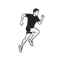 Naklejka premium Sketch of running man figure - runner man silhouette - runner man vector - runner man doodle - running illustration - runner man line art