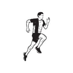 Simple runner man vector design - runner man silhouette - runner man vector - runner man doodle - running illustration - runner man line art

