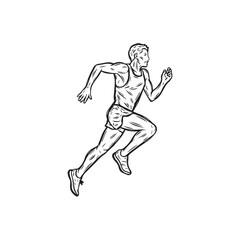 Full-body vector of running man - runner man silhouette - runner man vector - runner man doodle - running illustration - runner man line art

