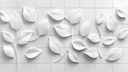White leaf pattern on a tiled surface