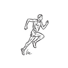 Minimalist runner man outline - runner man silhouette - runner man vector - runner man doodle - running illustration - runner man line art

