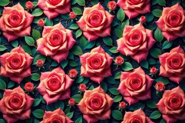 Obraz premium Intricate blooming rose pattern, repeating seamlessly , repeat pattern, elegant