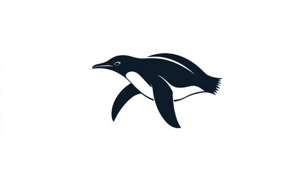 Fototapeta premium Penguin silhouette, side view, simple illustration, for nature themed design