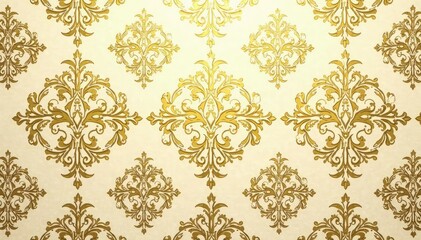 Fototapeta premium Intricate floral damask pattern in muted golds and creams , home decor, pattern