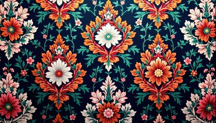 Intricate floral damask textile, repeating motif , brocade, fabric