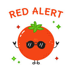 A funky Tomato in sunglasses giving a rock and roll gesture, signaling a red alert message.
