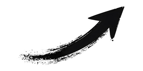 Painted Black Arrow Pointing Upward with Brushstroke Texture