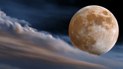 Blood Moon in a Cloudy Night Sky