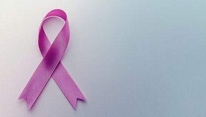A purple ribbon symbolizing cancer awareness, isolated on a white background
