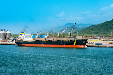 Cargo ship stranded in port