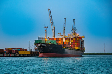 Cargo ship stranded in port