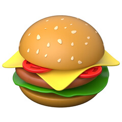 burger 3D icon on transparent