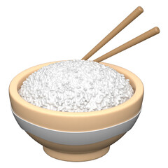Rice Bowl 3D icon on transparent