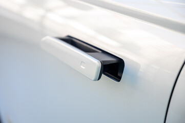 Modern door handle new car. Smart retractable door handles