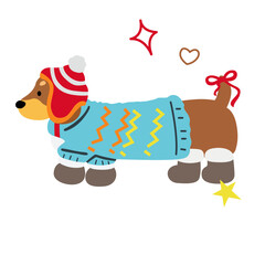 Cute Dachshund Dog  Cartoon vector Illustration02