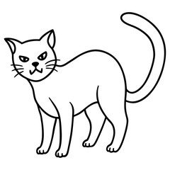 Angry Cat with Arched Back Expressive Line Art