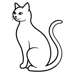 Cat Sitting with Tail Wrapped Around Paws Elegant Design