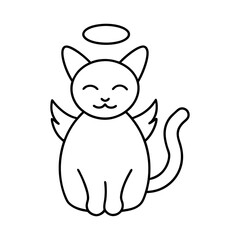 Peaceful Cat with Angel Wings and Halo