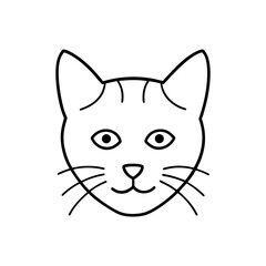 Minimalist Cat Face Black Line Drawing