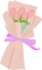 pink rose with pink ribbon