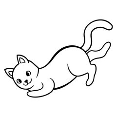 Kitten Rolling on Back Line Art Illustration